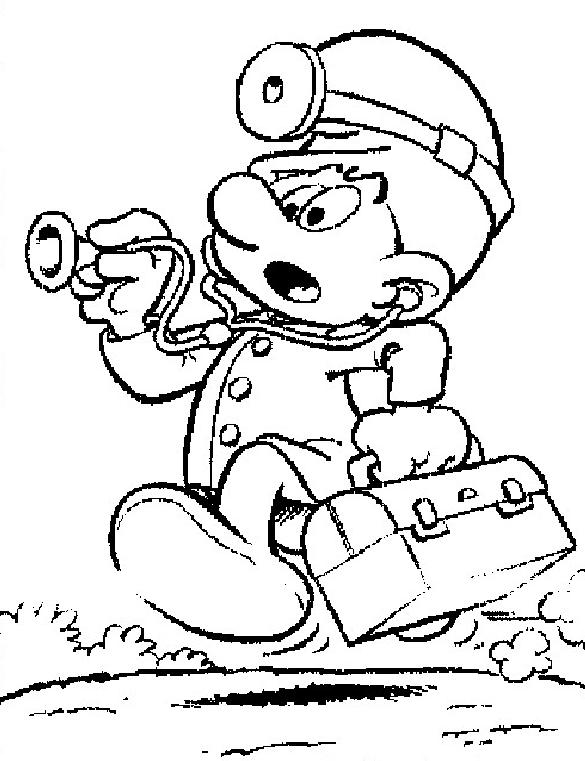 coloriage schtroumpf medecin